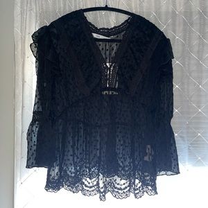 Zara lace and polka dot blouse